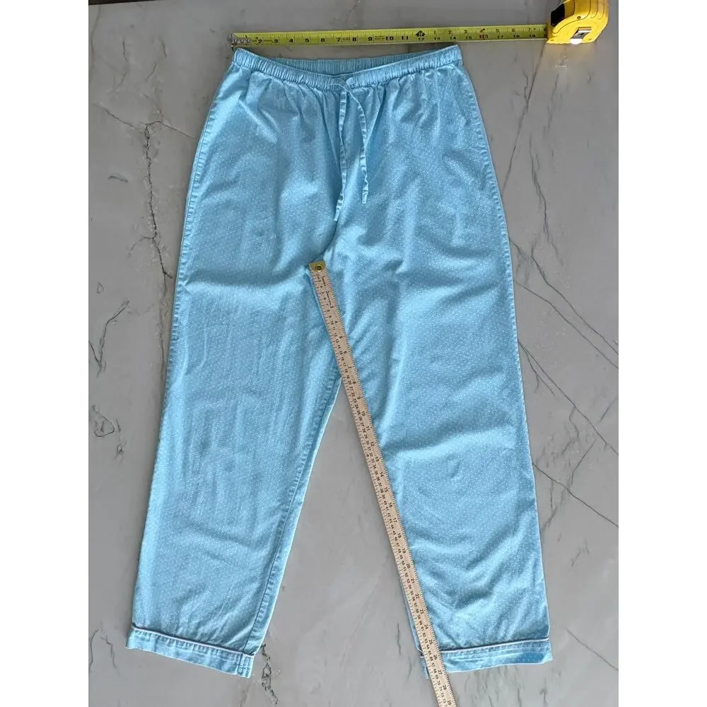Alexander Del Rossa  Ice Blue polka Dot 100% Cotton Pajama Set Womens M